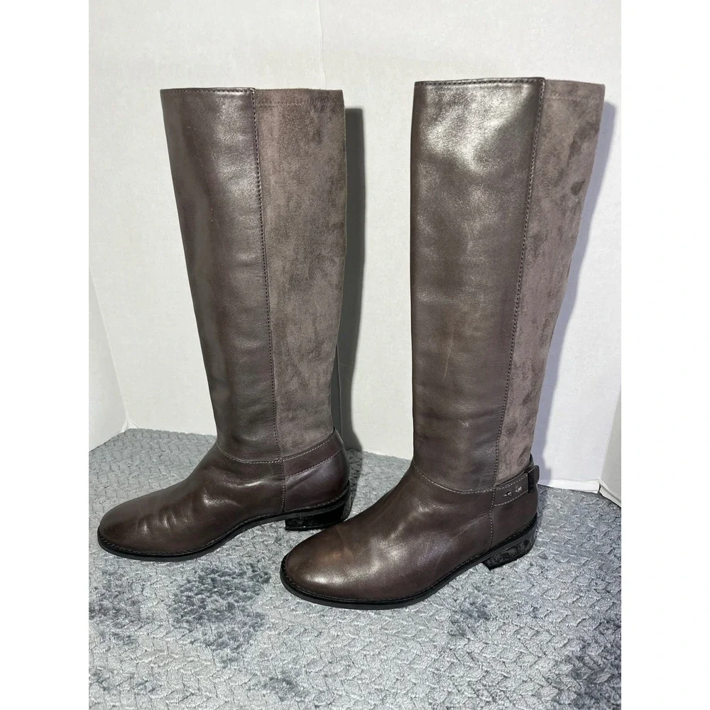 Cole Haan Adler Women Gray Suede Leather Knee High Boots 7B